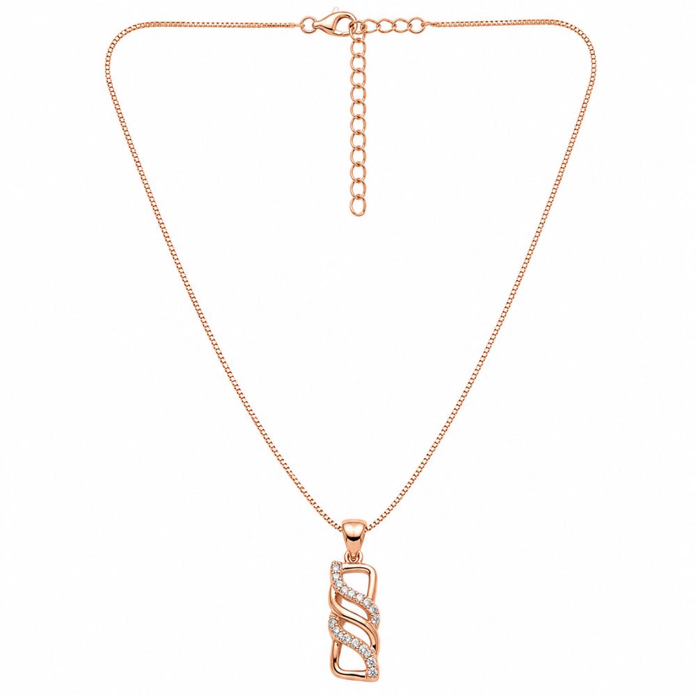 Jovie-  Swirl CZ Rose Gold Pendant Set