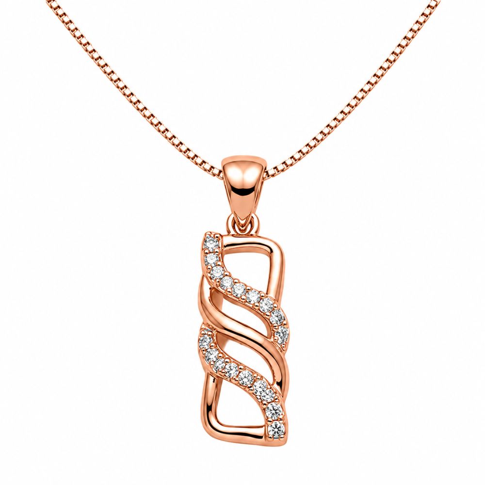 Jovie-  Swirl CZ Rose Gold Pendant Set