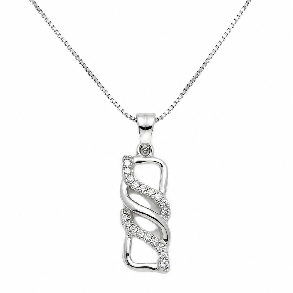 Jovie- Swirl CZ Silver Pendant Set