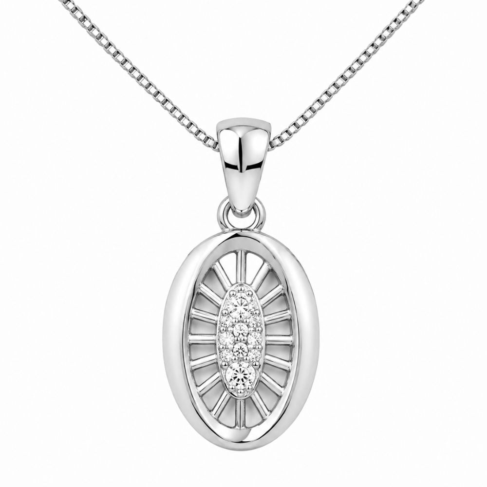 Tia - Silver Shine Oval Pendant Set