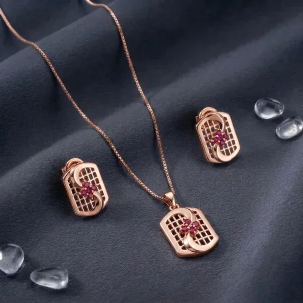 Johanna- Rose Gold Ruby Pendant Set