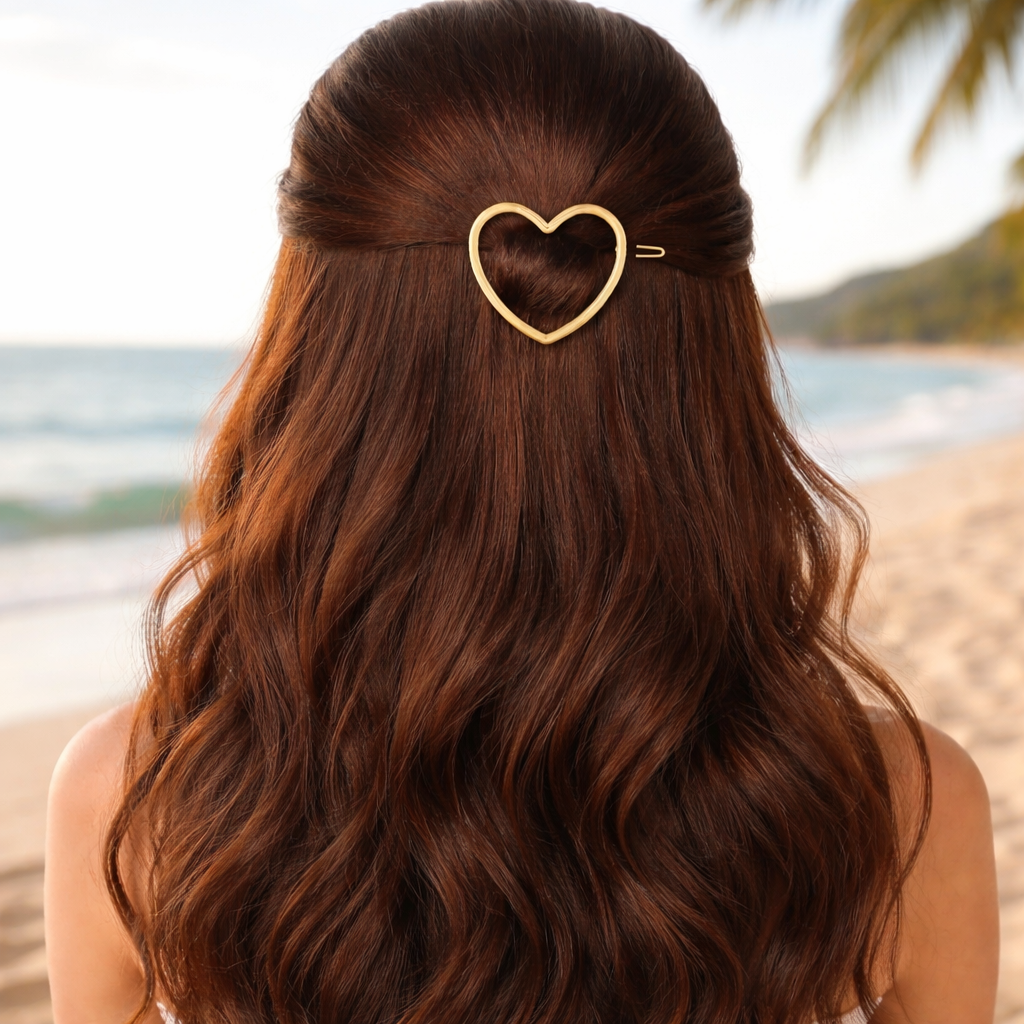 Multicoloured Set Of 2 Heart Shaped Hair Pins (Rosegold and Gold)