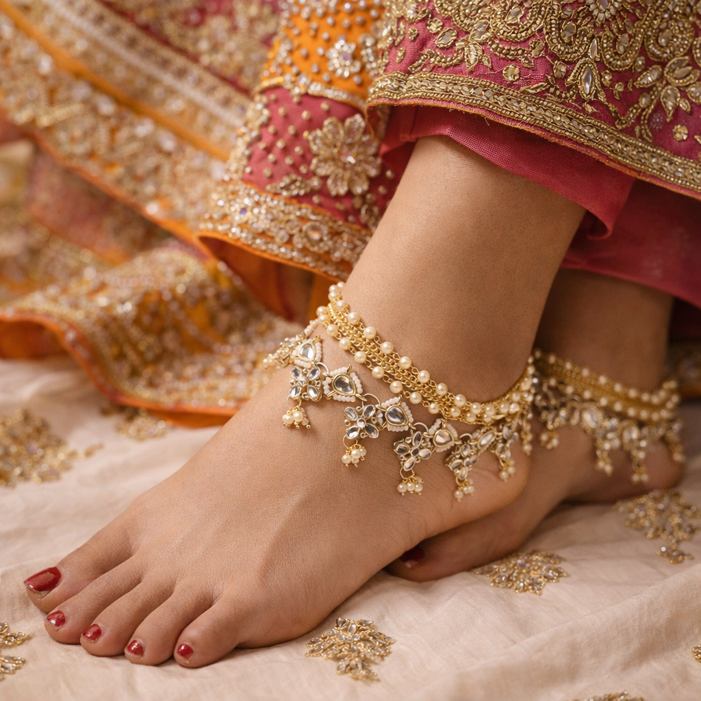 Shahin White Payal/ Anklets