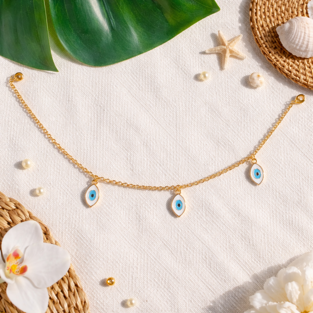 Sterling Evil Eye Anklet