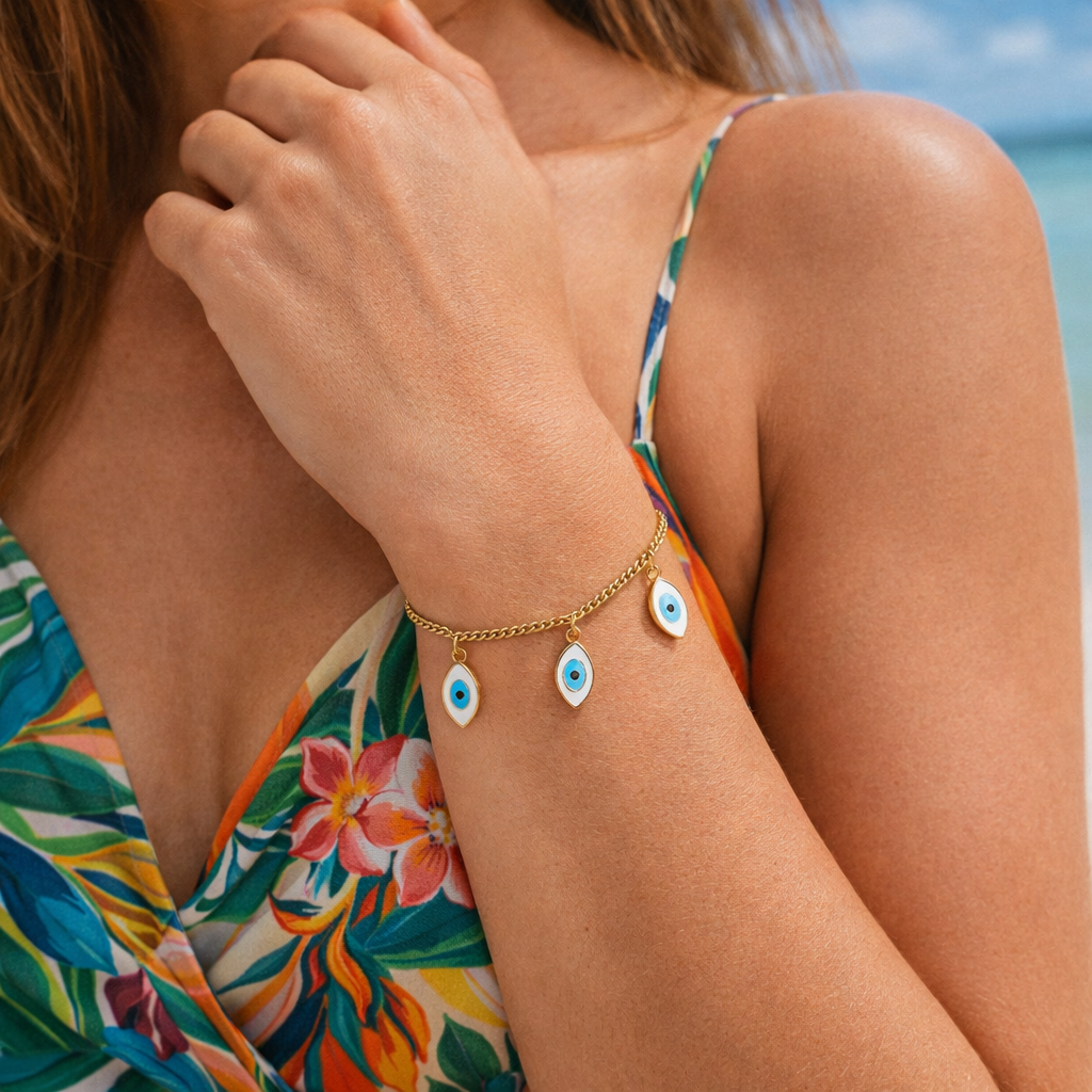 Triple Evil Eye Charm Bracelet