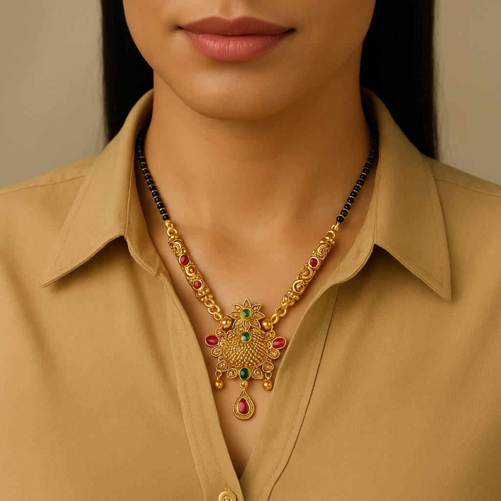 Ishvi  – Temple Design Mangalsutra for a Timeless Look