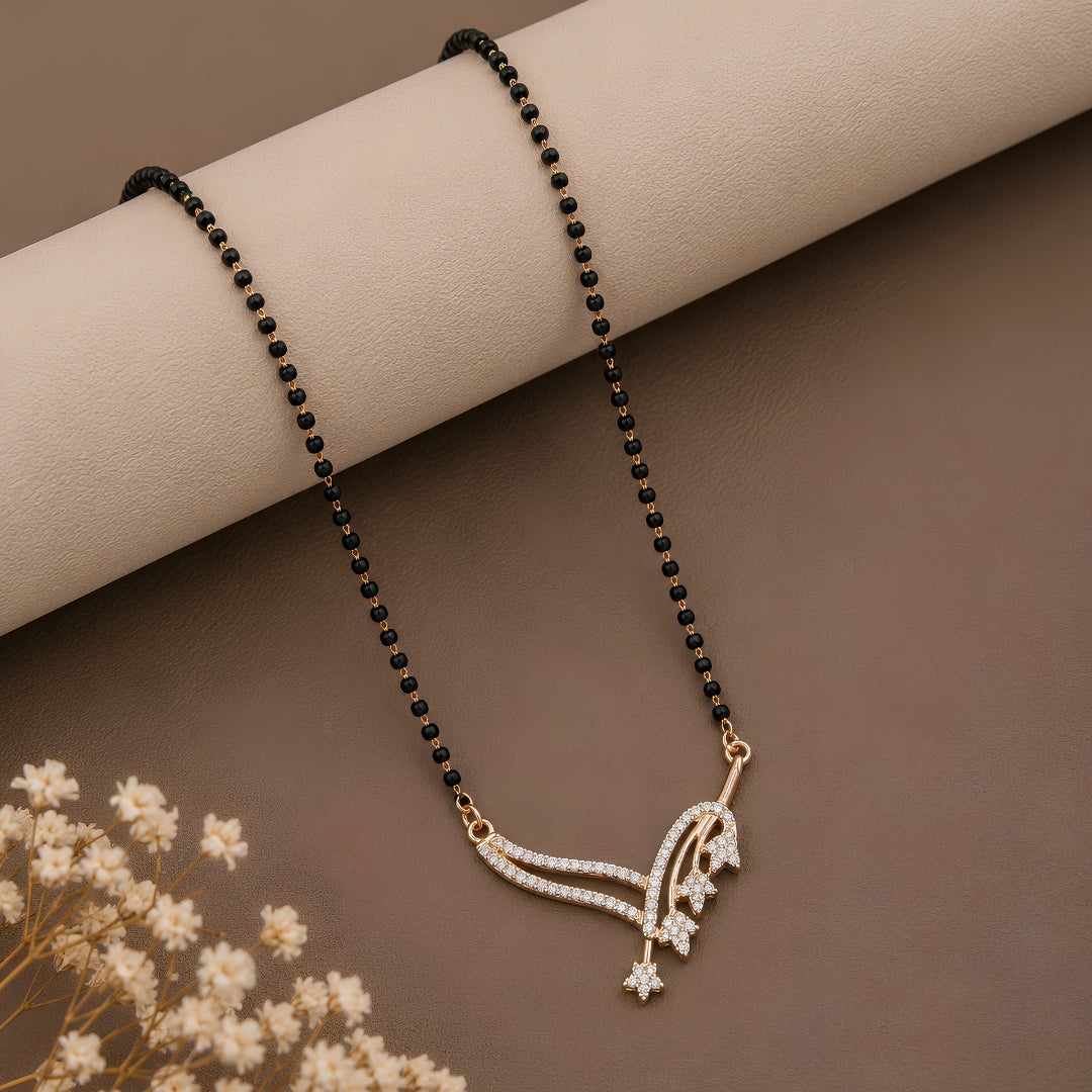 Kamya-  Rose Gold Leaf shape Mangalsutra