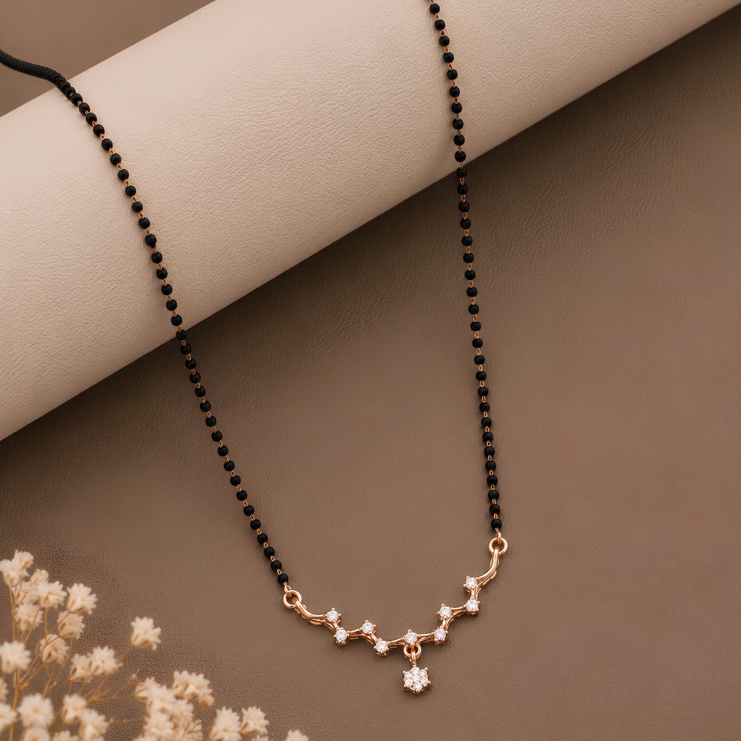 Vaidehi- Rose Gold Star Drop Shape Mangalsutra