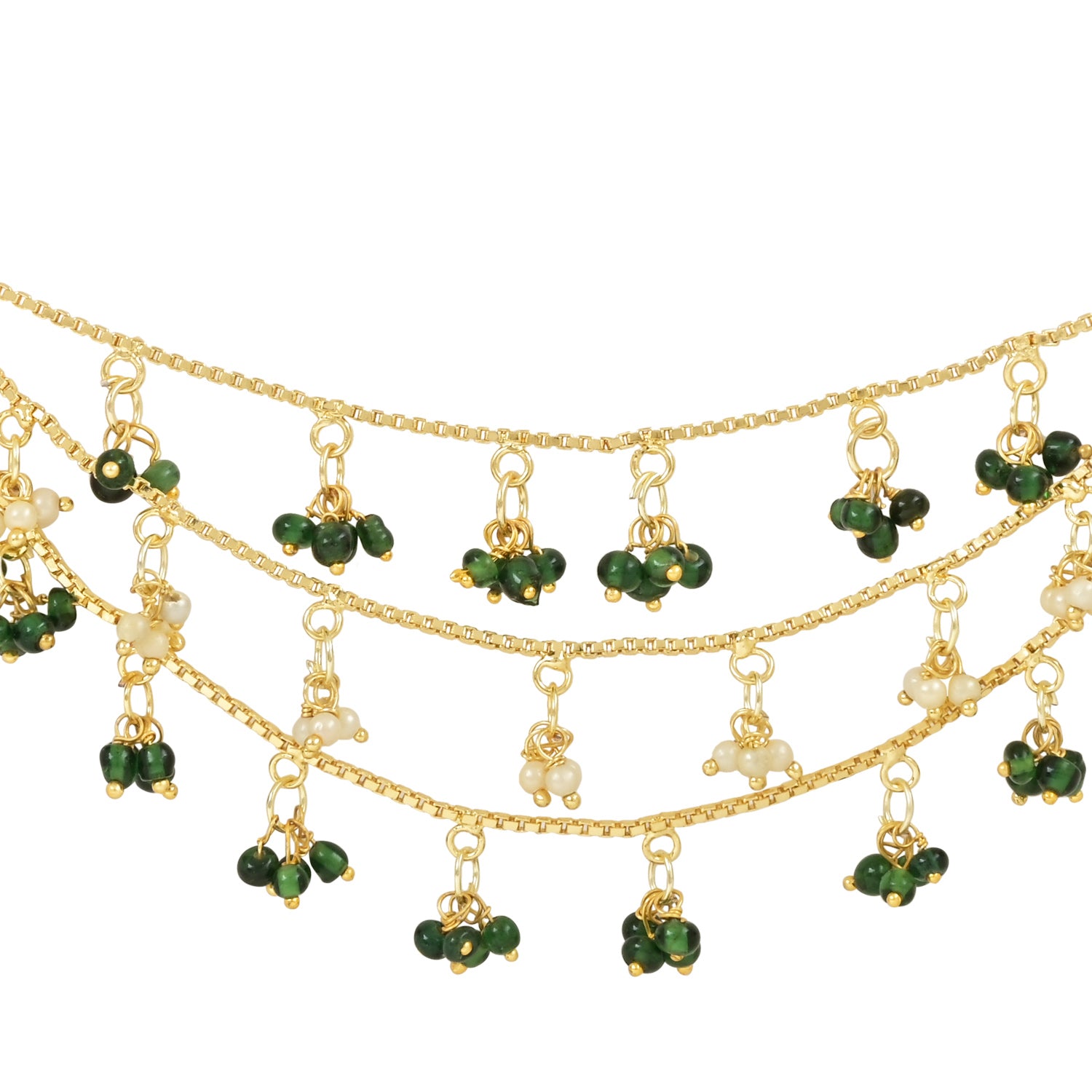 Kaveri Green Hair Chain Earrings