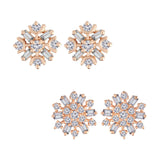(Pack of 2) Rose Gold Cubic Zirconia Stud Earrings