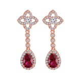 (Pack of 3) Rose Gold Cubic Zirconia Stud Earrings