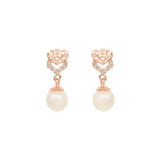 (Pack of 3) Rose Gold Cubic Zirconia Stud Earrings