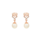 (Pack of 3) Rose Gold Cubic Zirconia Stud Earrings