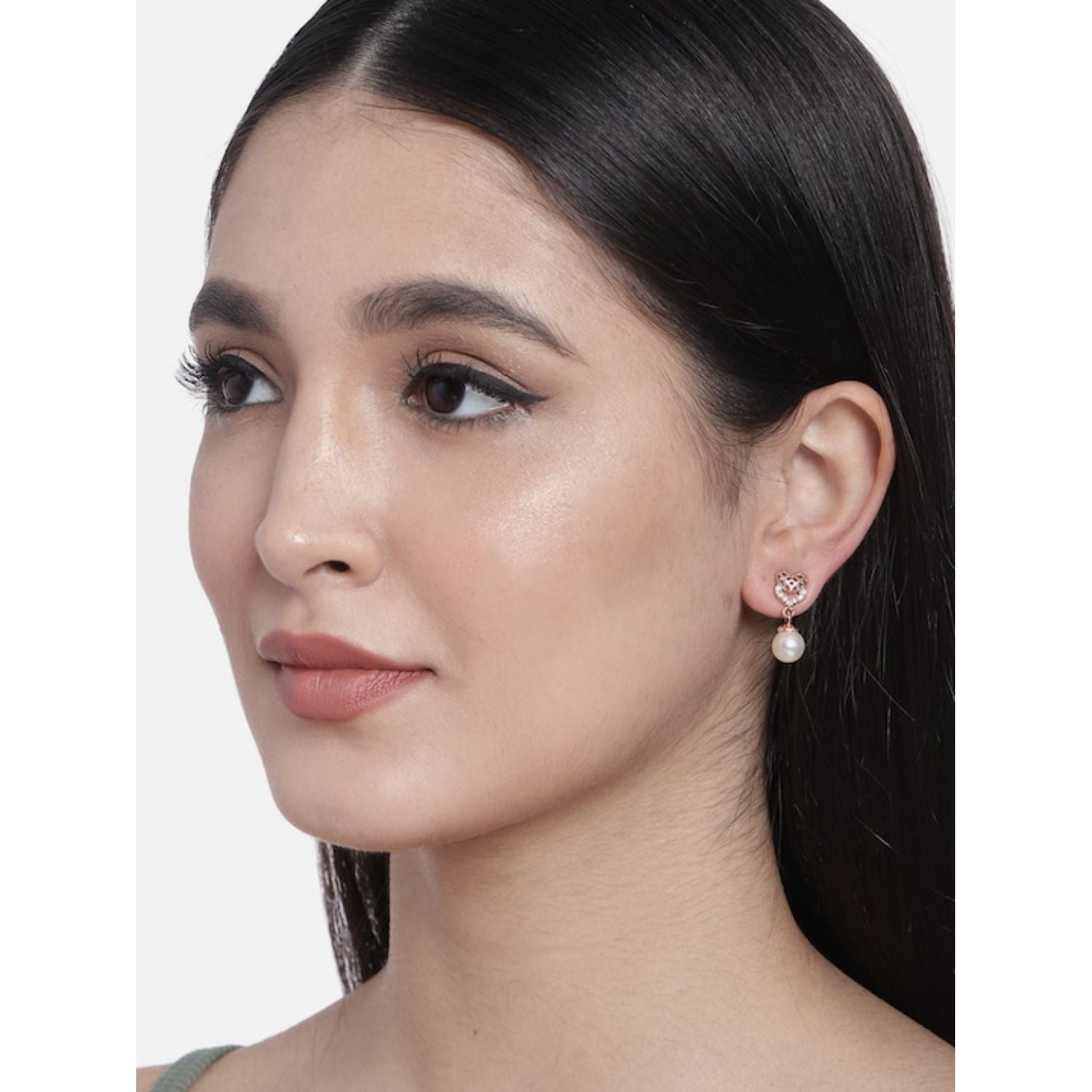 (Pack of 3) Rose Gold Cubic Zirconia Stud Earrings