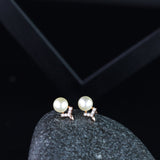 (Pack of 3) Rose Gold Cubic Zirconia Stud Earrings