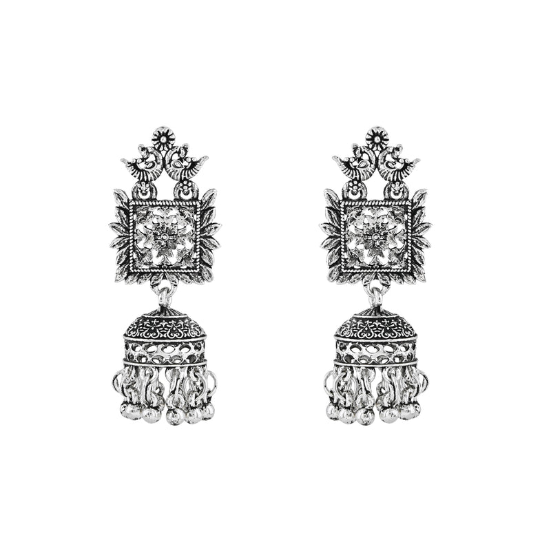 (Pack of 2) Silver Oxidised Earrings
