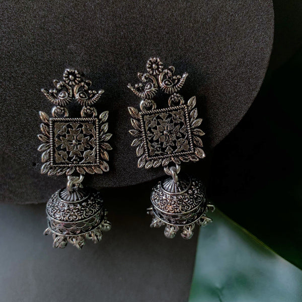 (Pack of 2) Silver Oxidised Earrings