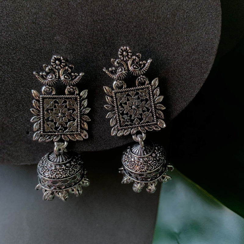 (Pack of 2) Silver Oxidised Earrings