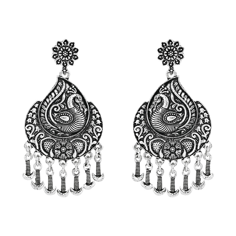 (Pack of 2) Silver Oxidised Earrings