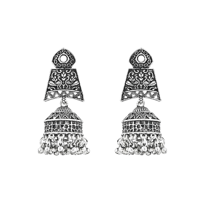 (Pack of 2) Silver Oxidised Earrings