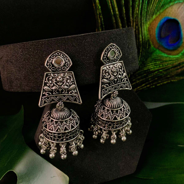 (Pack of 2) Silver Oxidised Earrings