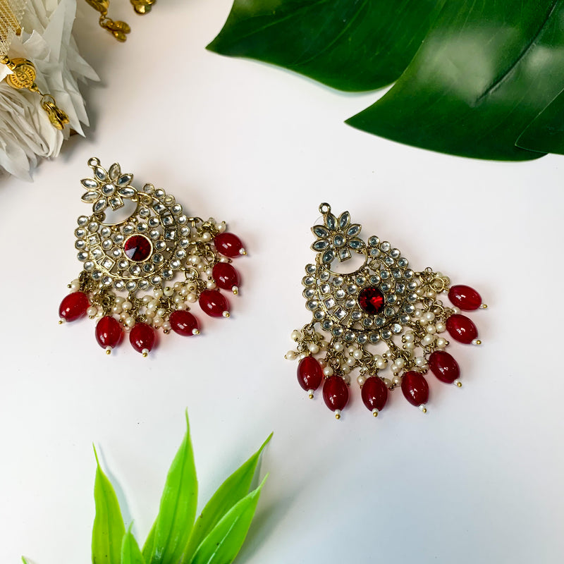 Ishrat Maroon Earrings