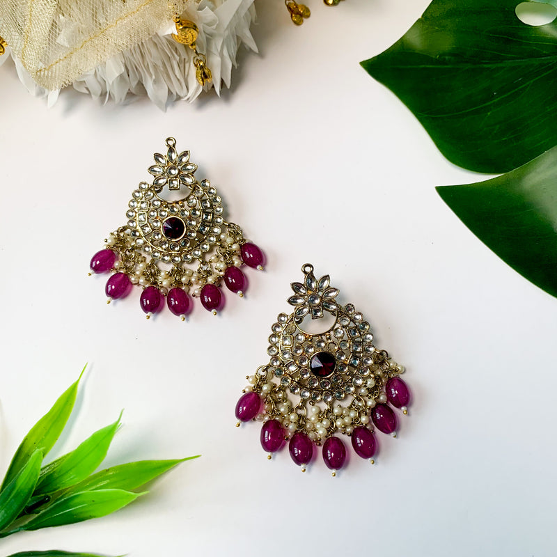 Ishrat Wine Earrings