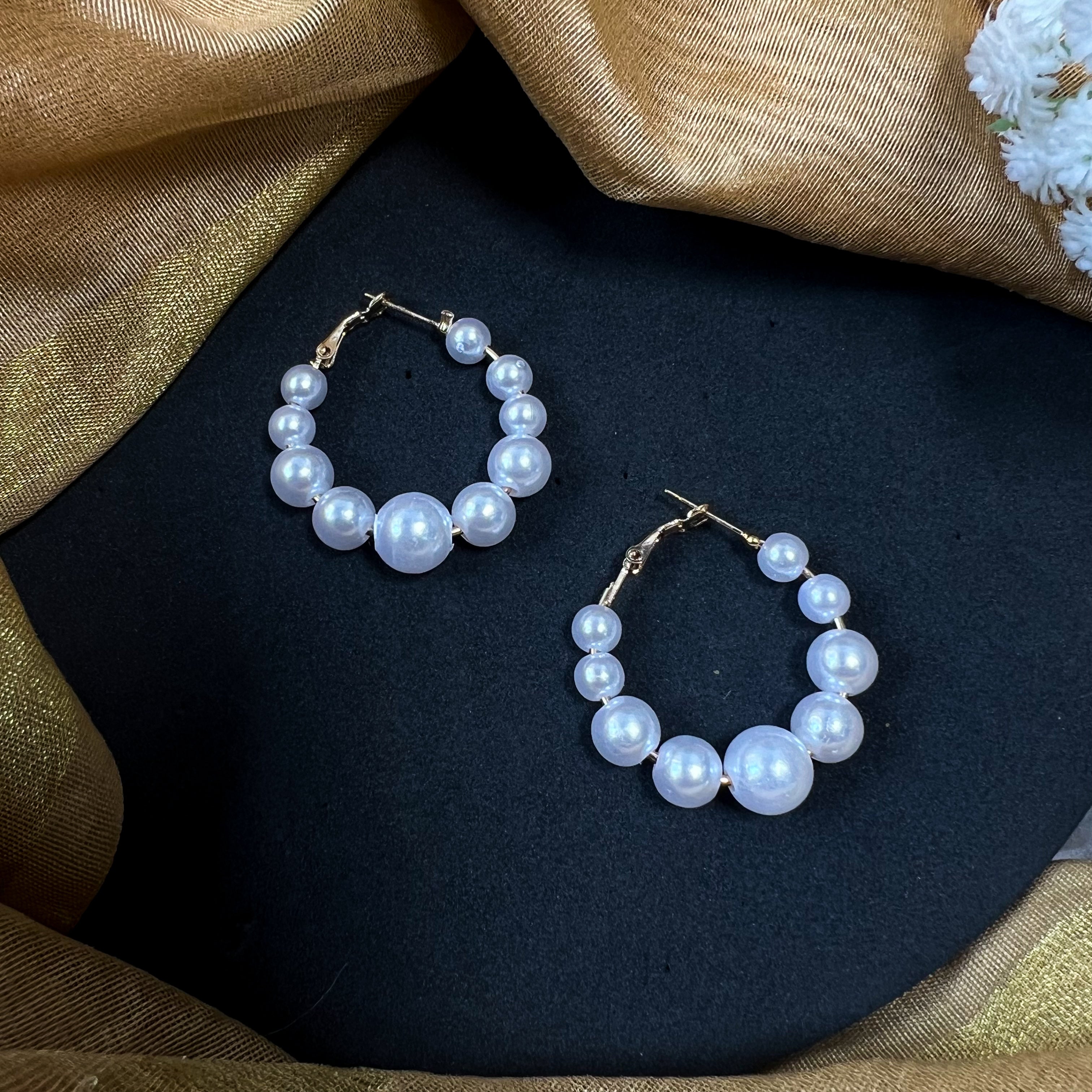 Nevaeh White Hoop Earrings