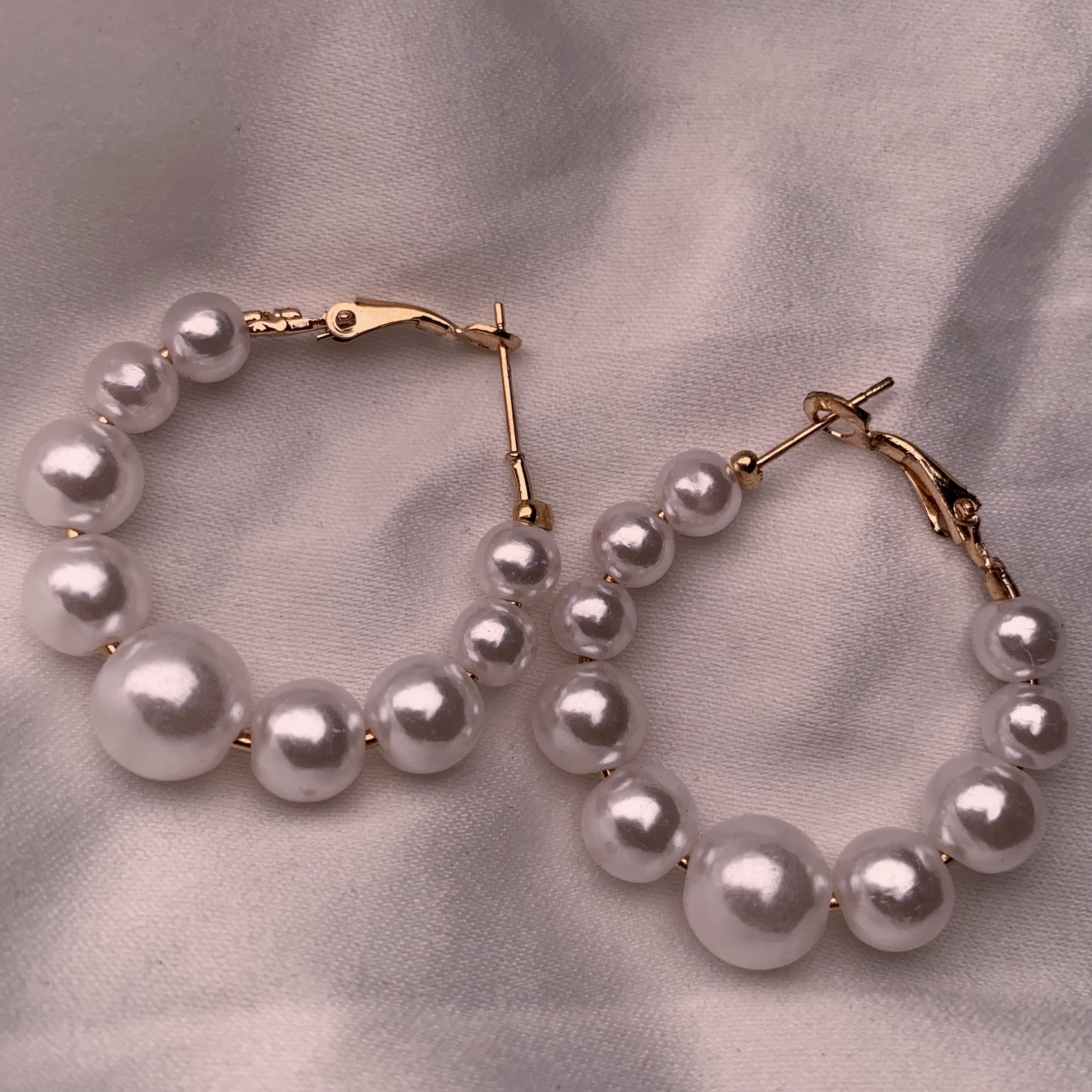 Nevaeh White Hoop Earrings