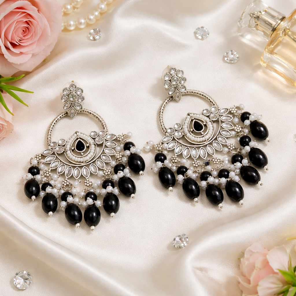 Mridhi Silver Black Earrings