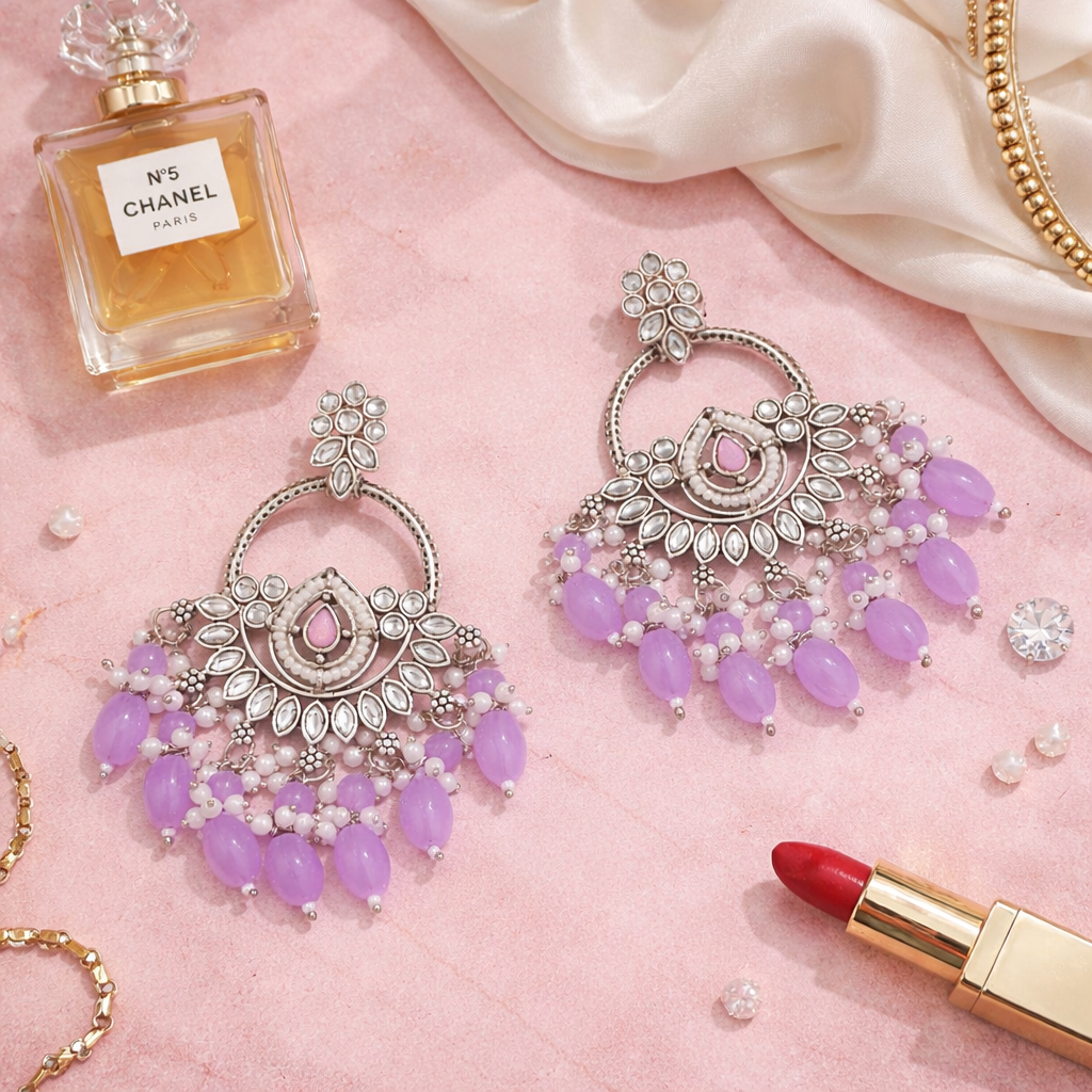 Mridhi Silver Purple Earrings