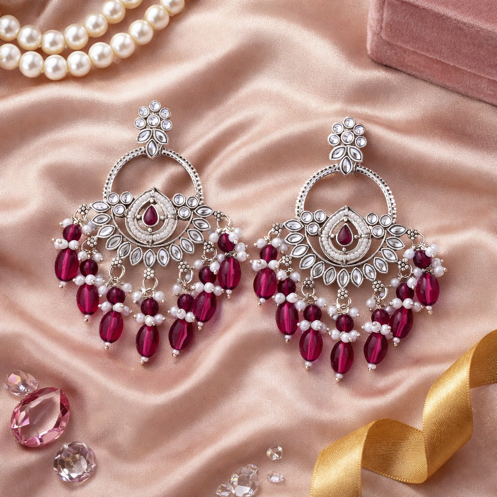 Mridhi Silver Wine Earrings