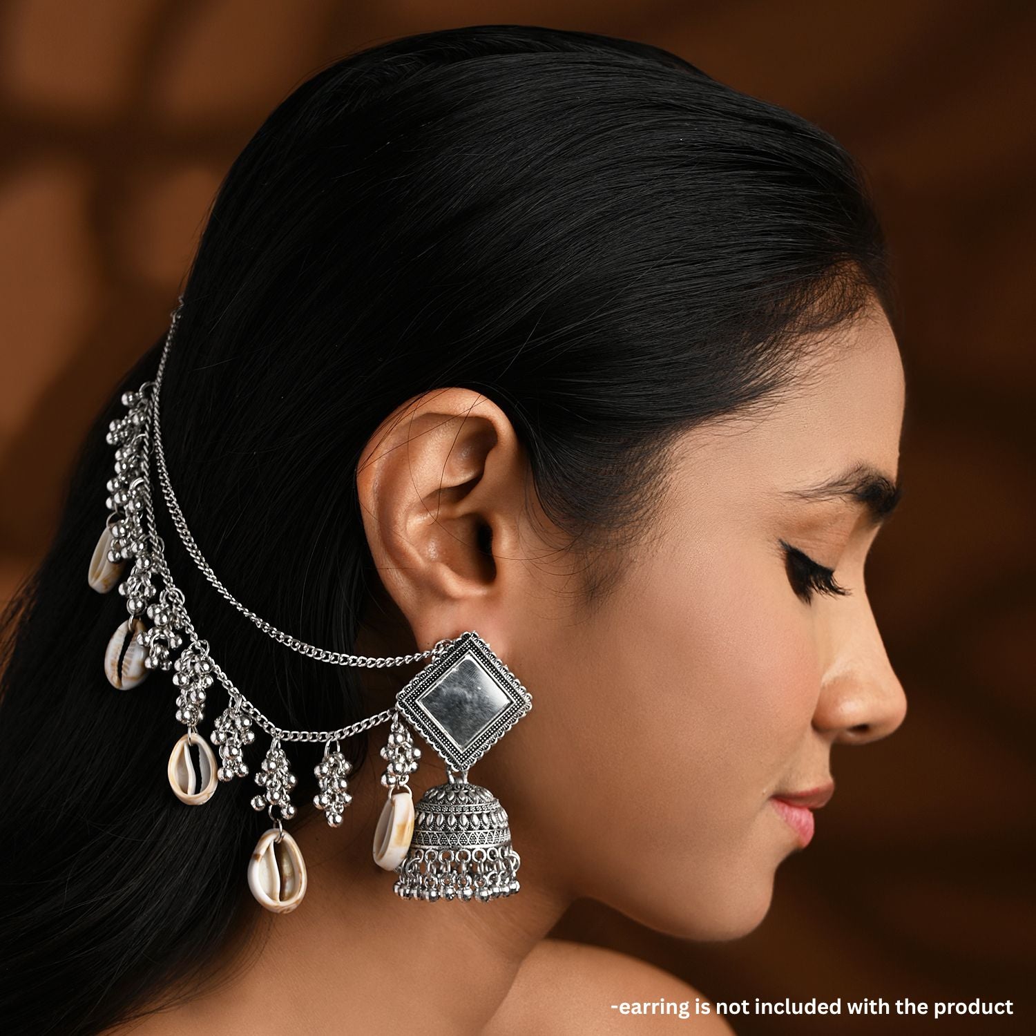 Shanka Oxidised Earchain