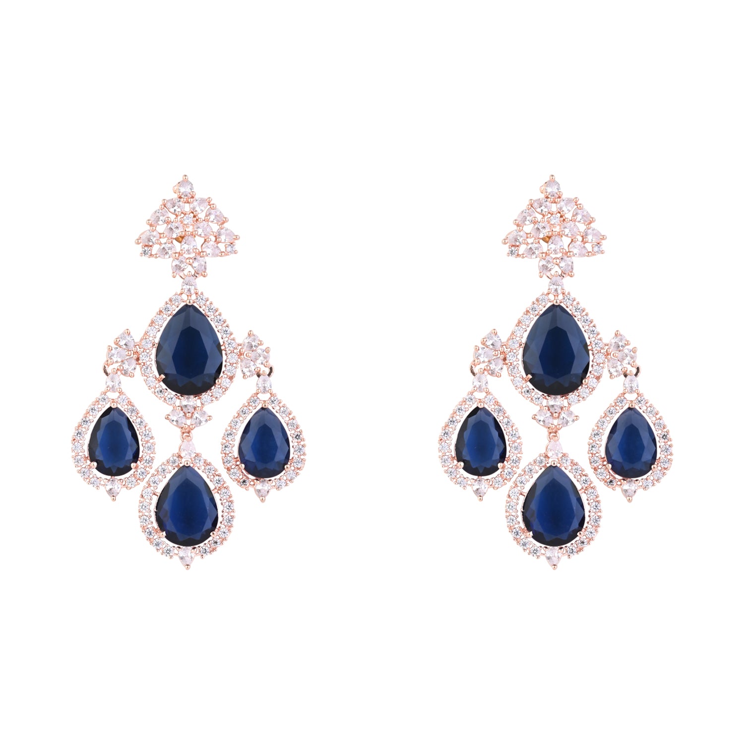 Shyla RoseGold Blue Earrings