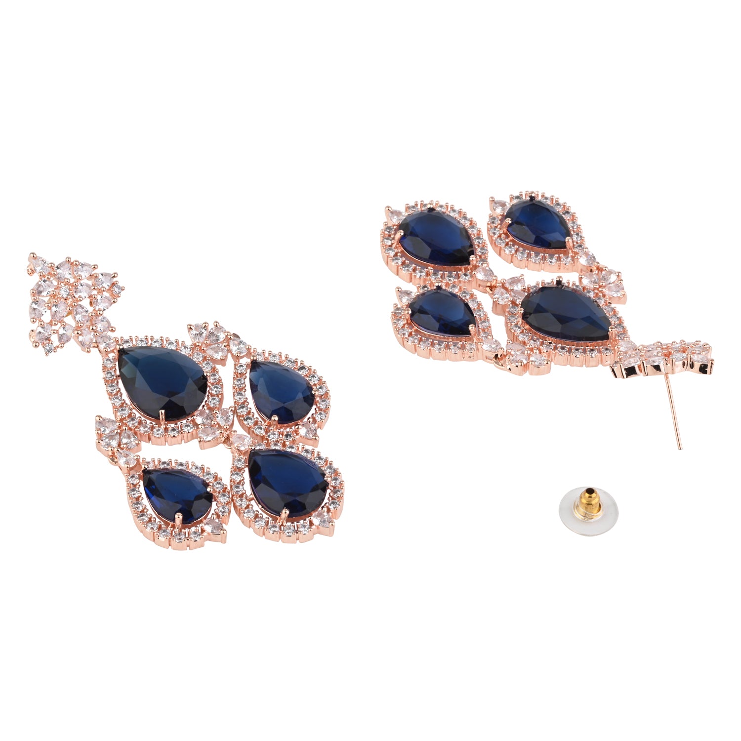 Shyla RoseGold Blue Earrings