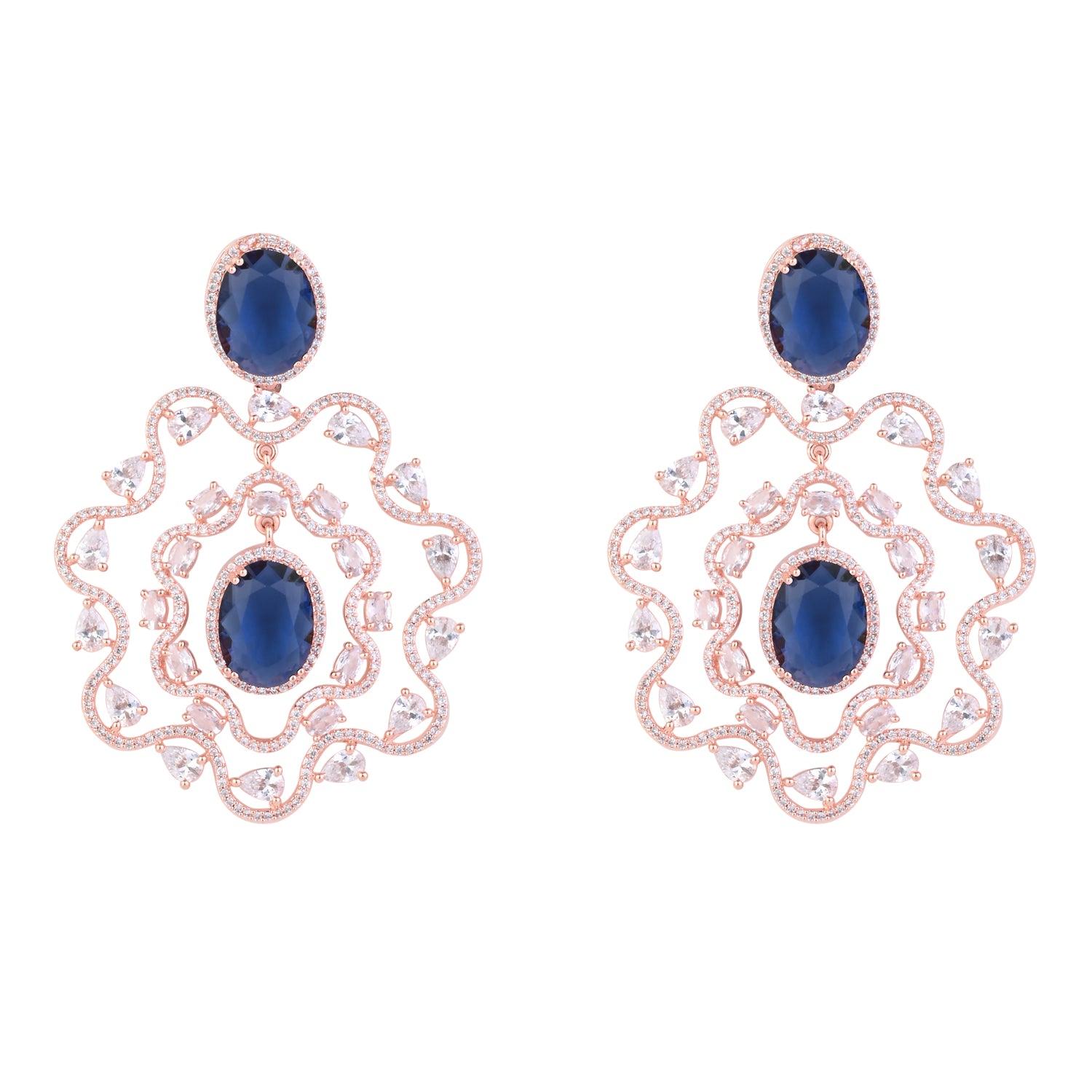 Nathalia Rosegold Blue Earrings