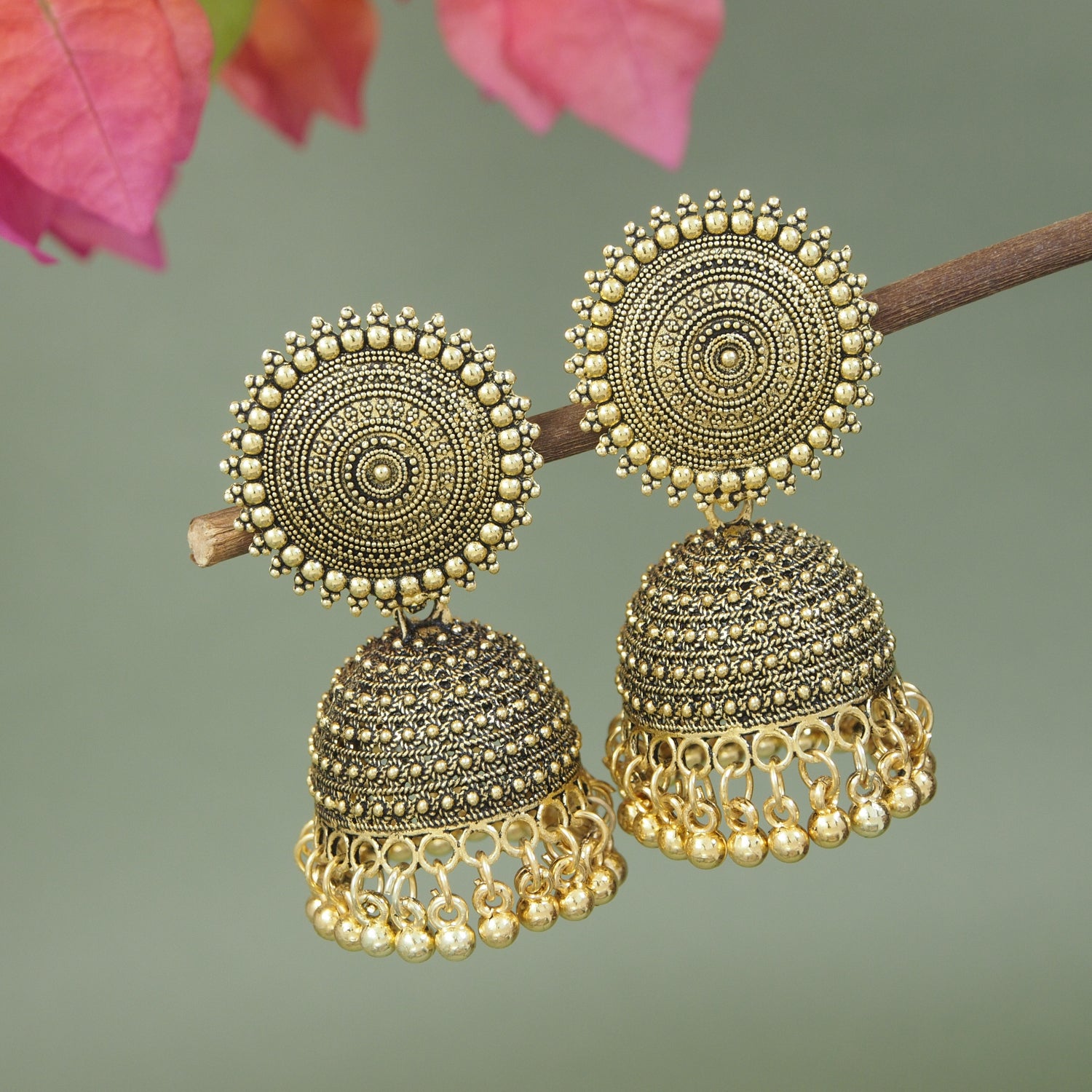 (Pack of 2) Gold & Silver Oxidised Earrings