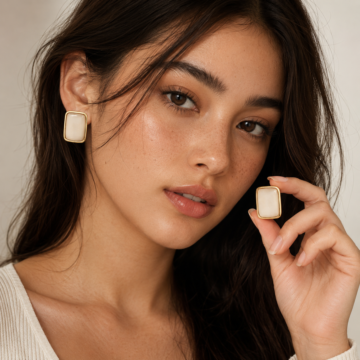 Grace White Earrings