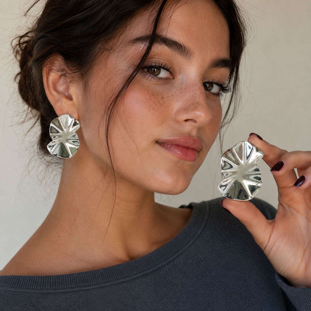 Rumi Silver Statement Earrings