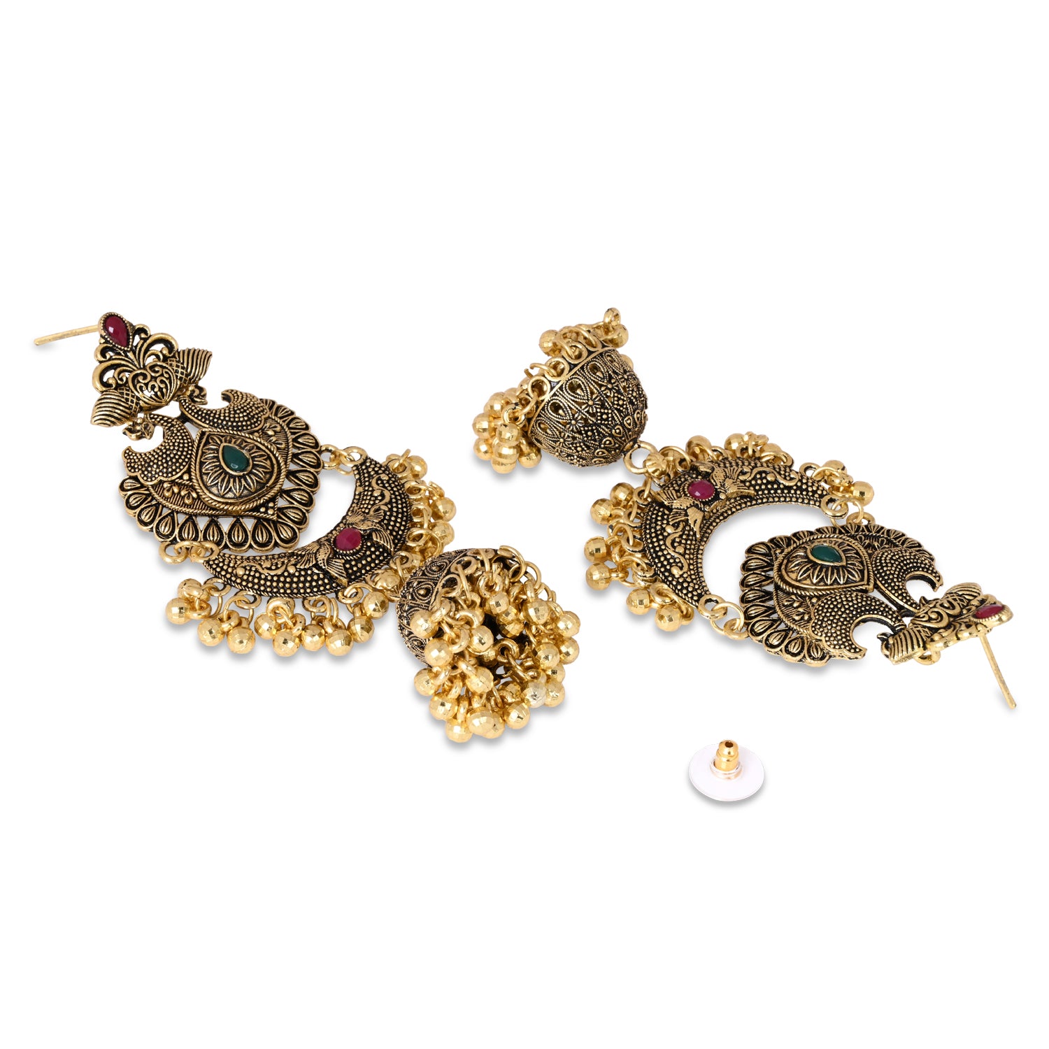 Layered Antique Gold Earrings – Ethnic Jhumka Style