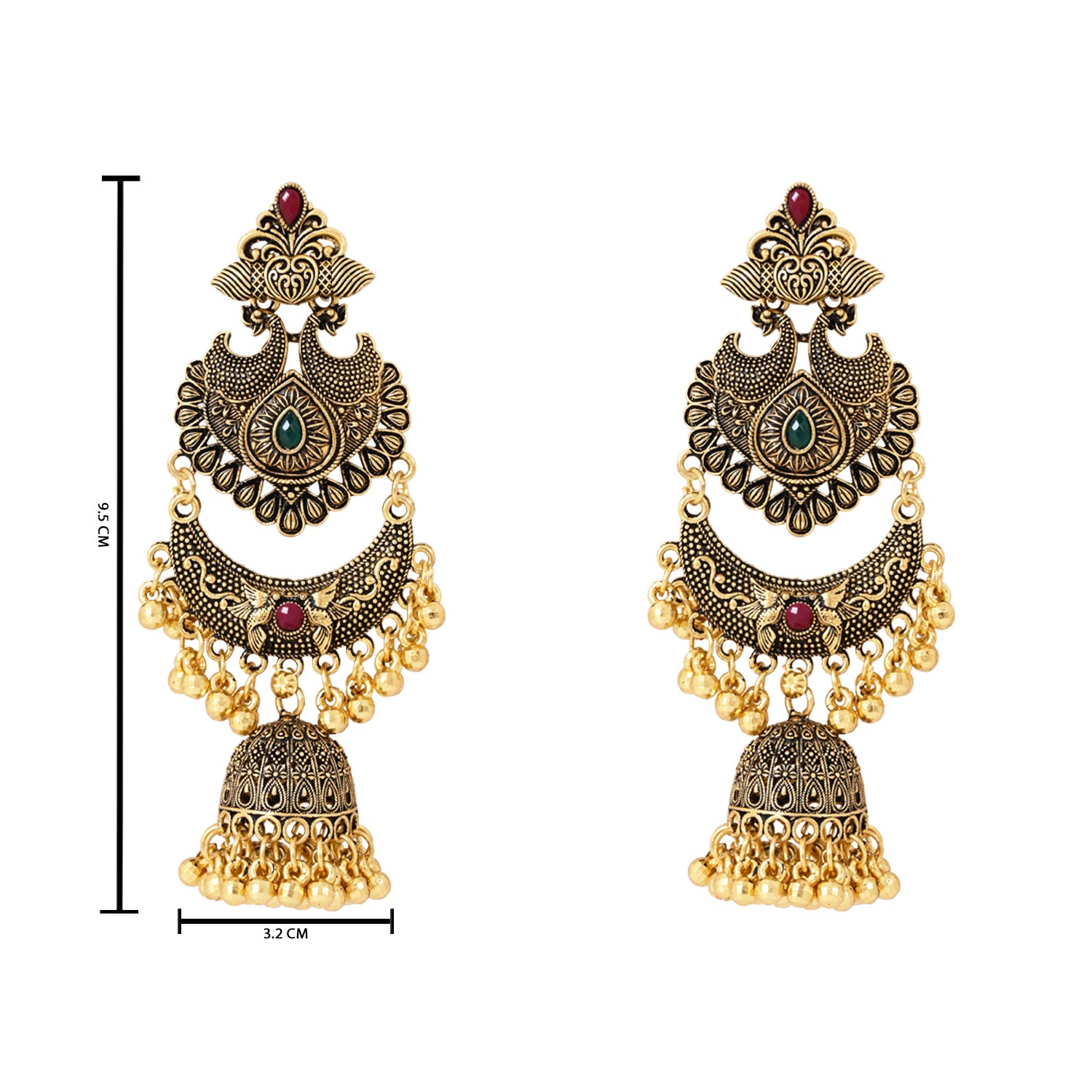 Layered Antique Gold Earrings – Ethnic Jhumka Style