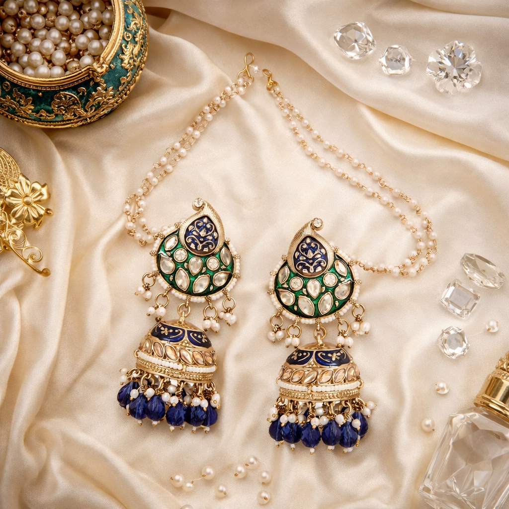 Kundan Jhumka with Pearl Strings - Festive Looks