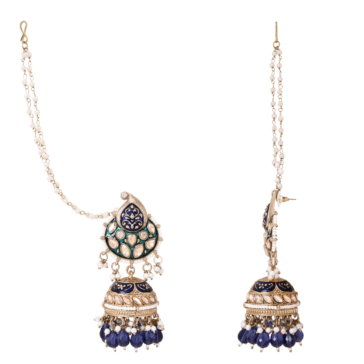 Kundan Jhumka with Pearl Strings - Festive Looks