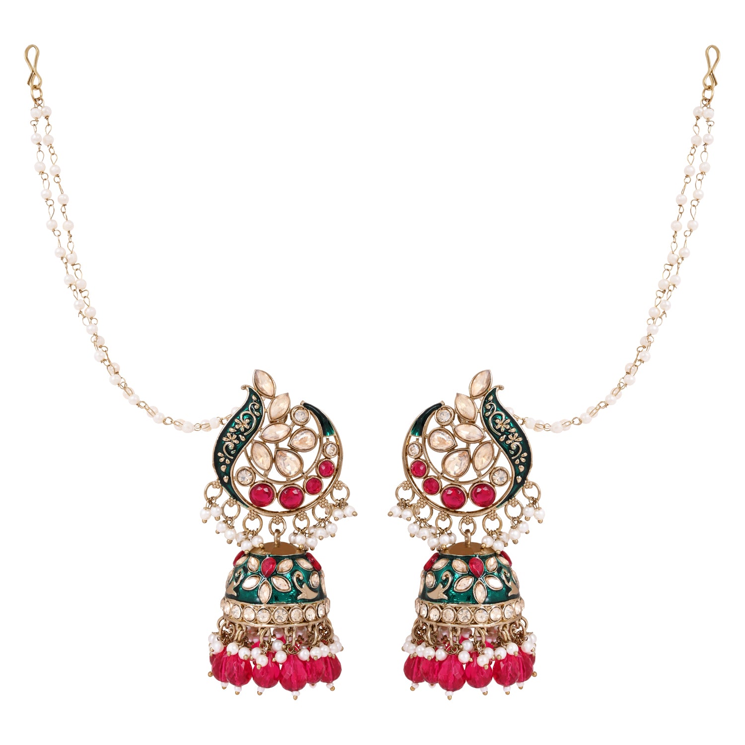Traditional Jhumka with Pearl Tassels - Classic Earrings
