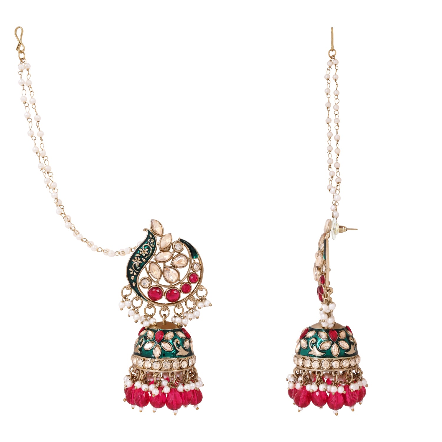 Traditional Jhumka with Pearl Tassels - Classic Earrings