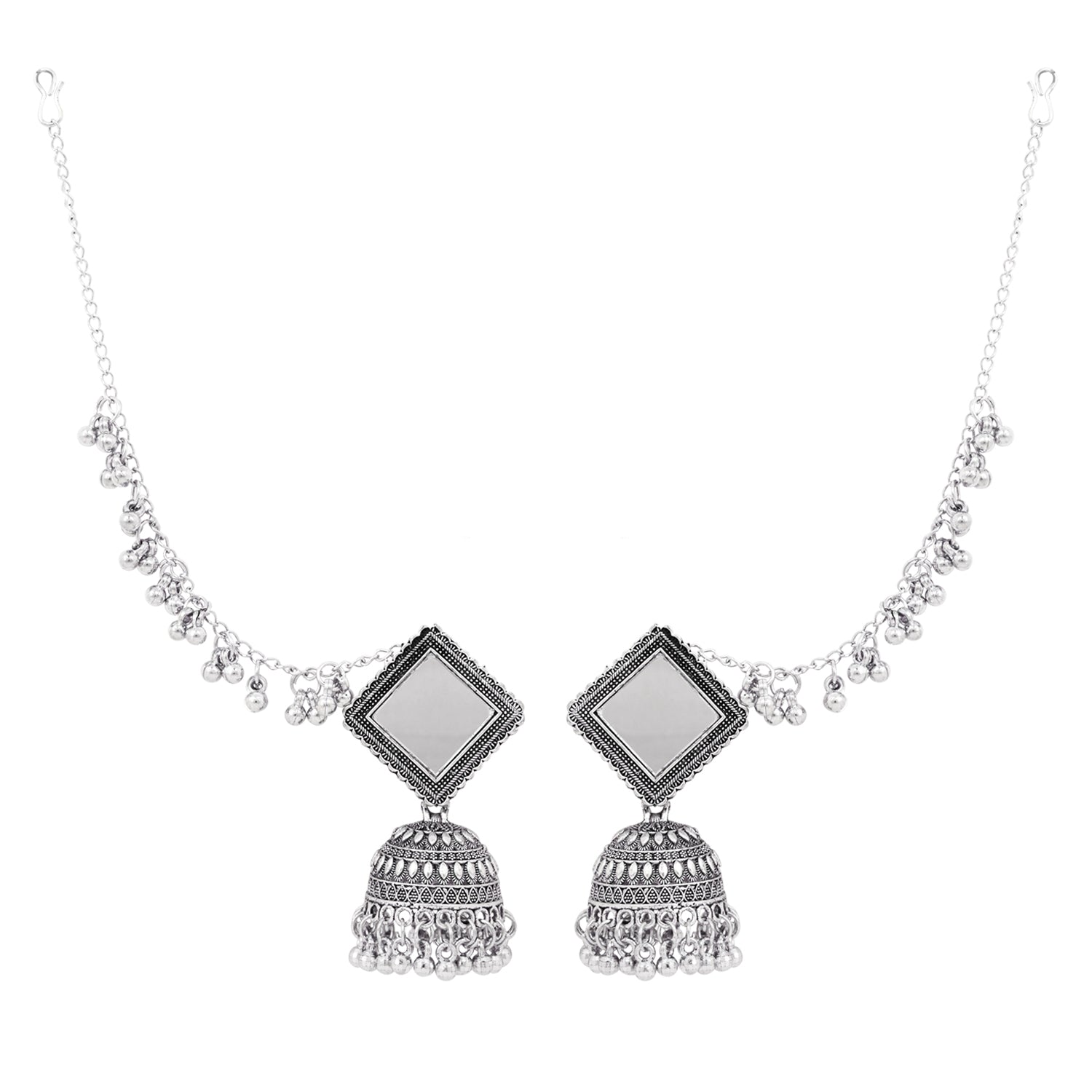 Noor-e-Aaina - Boho Mirror Work Jhumka Earrings