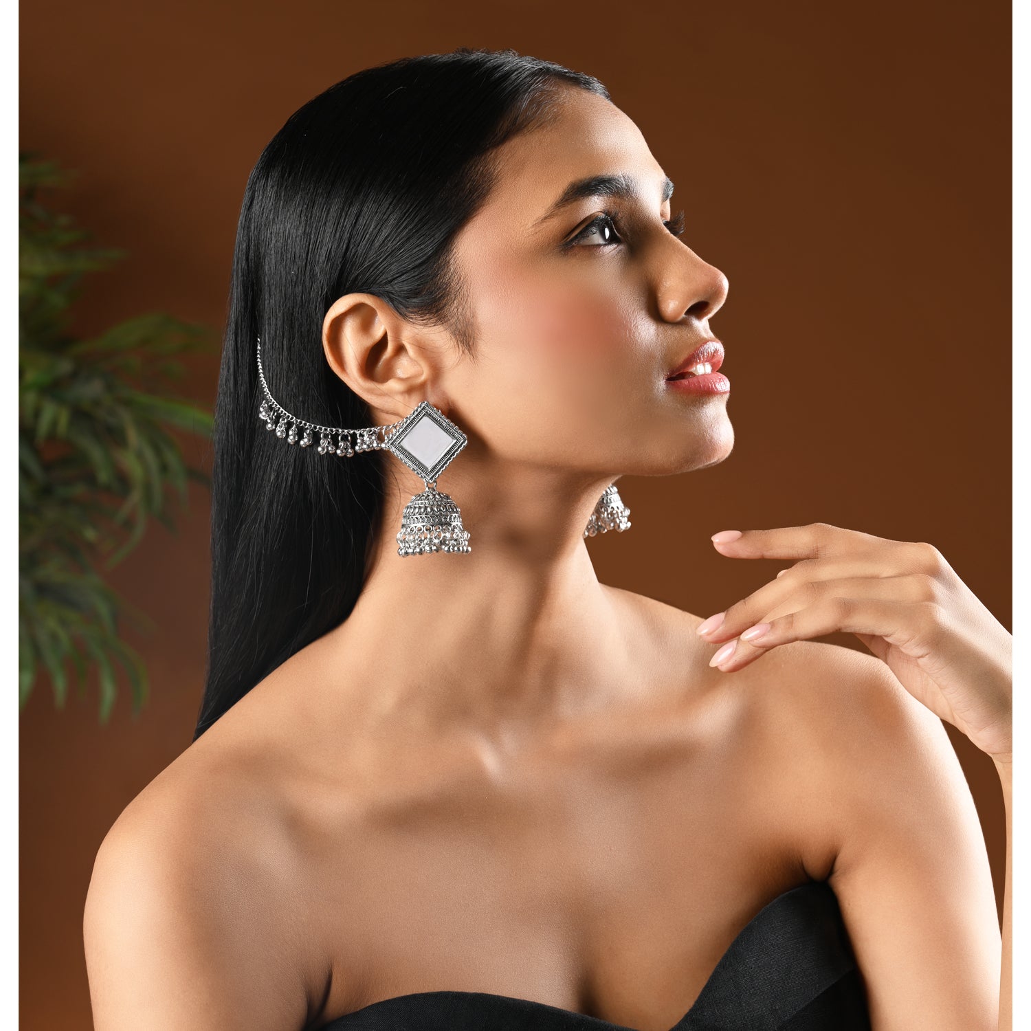 Noor-e-Aaina - Boho Mirror Work Jhumka Earrings