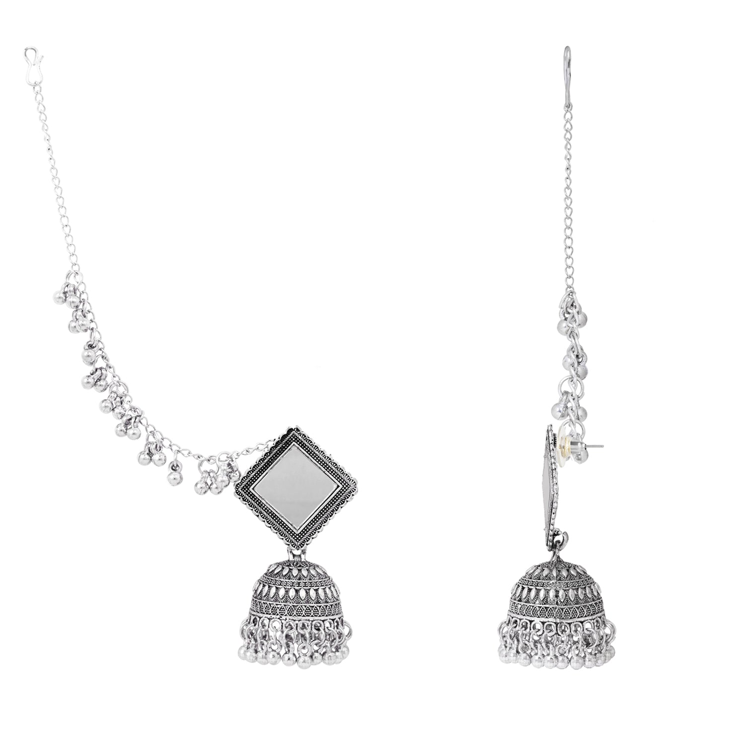 Noor-e-Aaina - Boho Mirror Work Jhumka Earrings