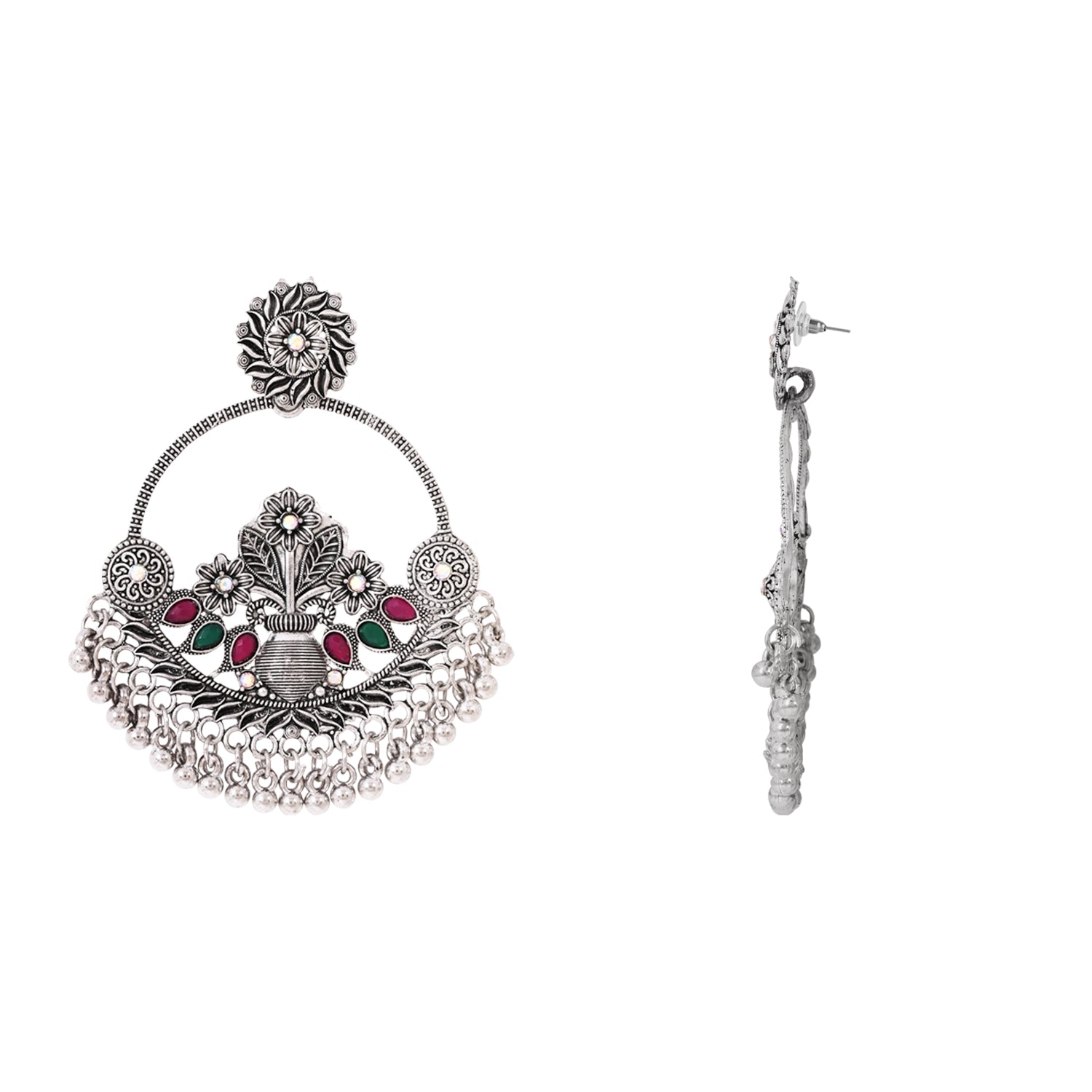 Phoolon Ka Jharokha – Oxidised Floral Earrings