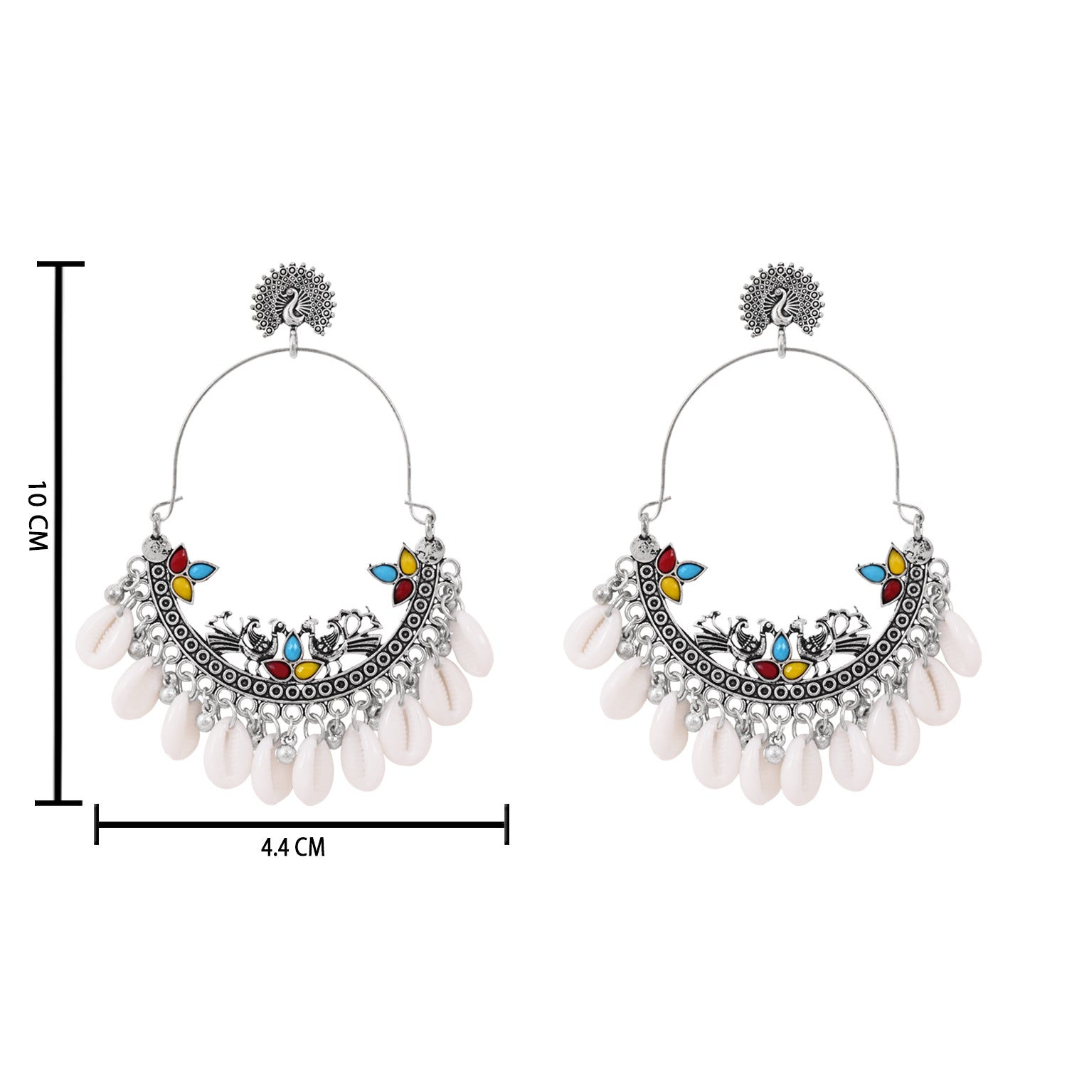 Morni Baag – Oxidised Hoop Earrings with Cowrie Shells